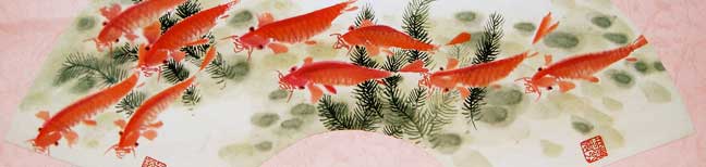 Chinese painting with goldfishes